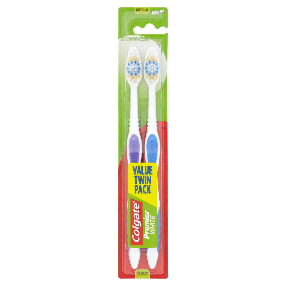 Colgate Premier White Toothbrush Pack - Medium, 2pk