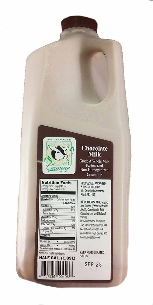 Mt. Crawford Creamery Chocolate Milk - 2 Gal