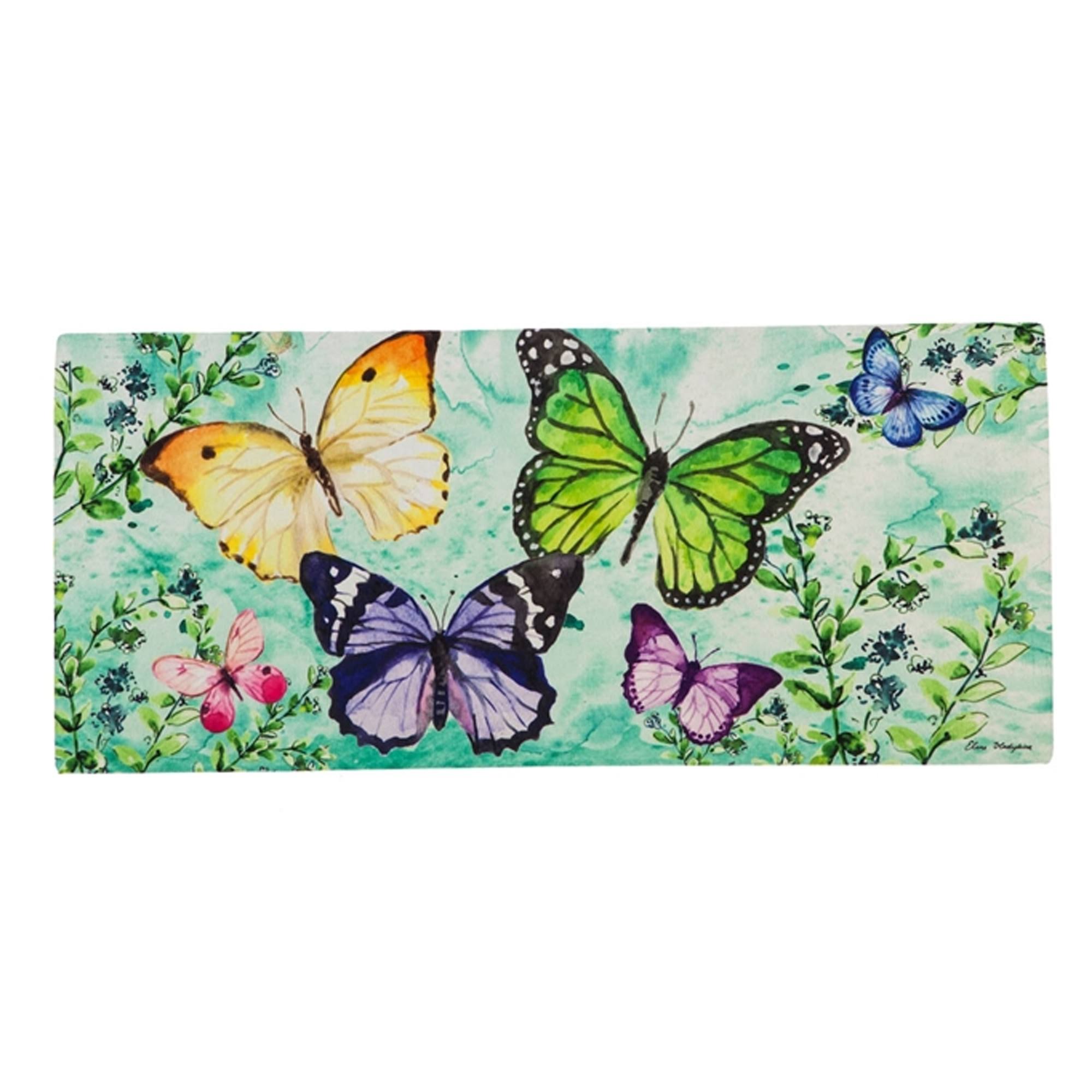 Sassafras Mats Outdoor Mat Green & Purple Butterfly Friends Sassafras Insert Doormat One-Size