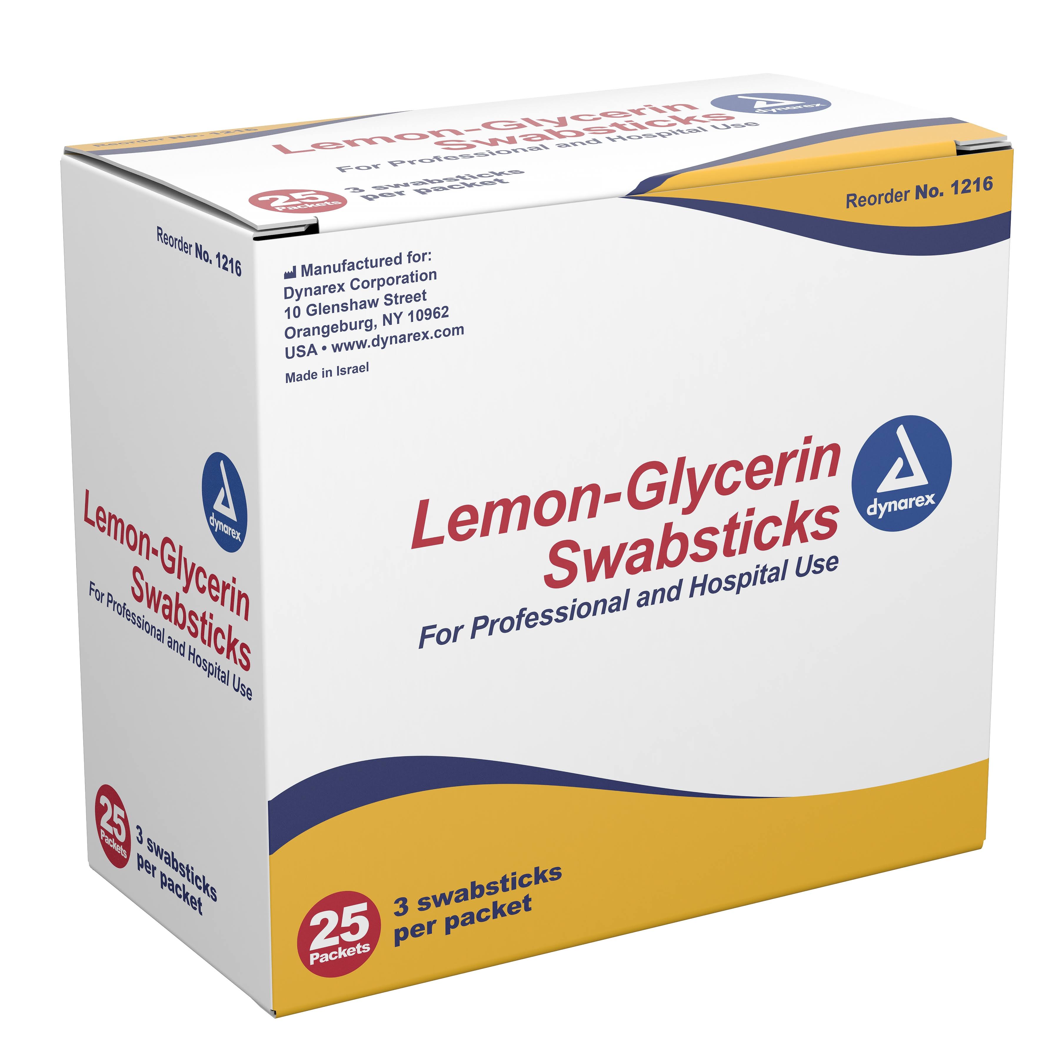 Dynarex Lemon Glycerin Swabsticks - 3 per pack