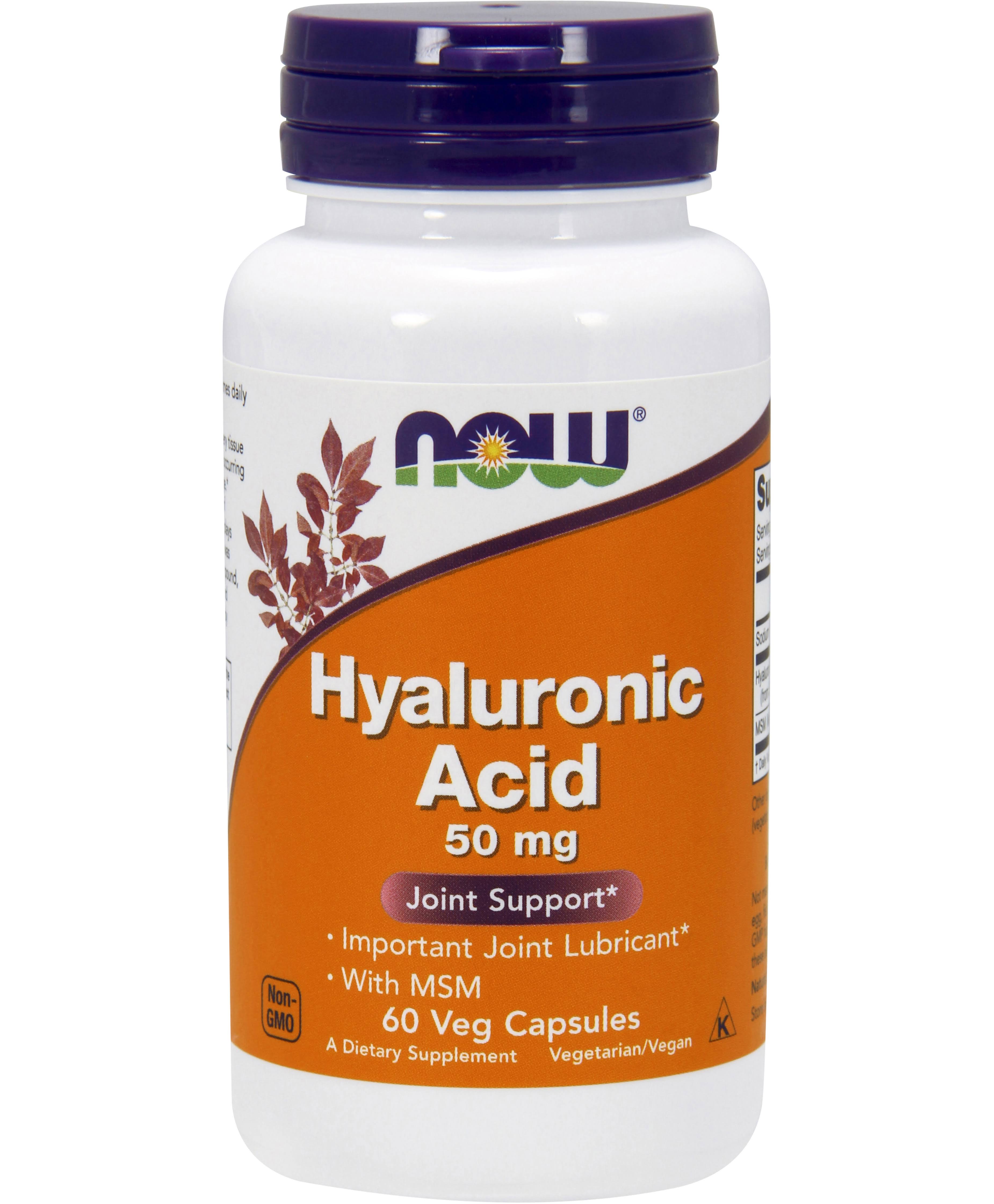 Now Hyaluronic Acid, with MSM, Vegetarian Formula, Vcaps - 60 vcaps