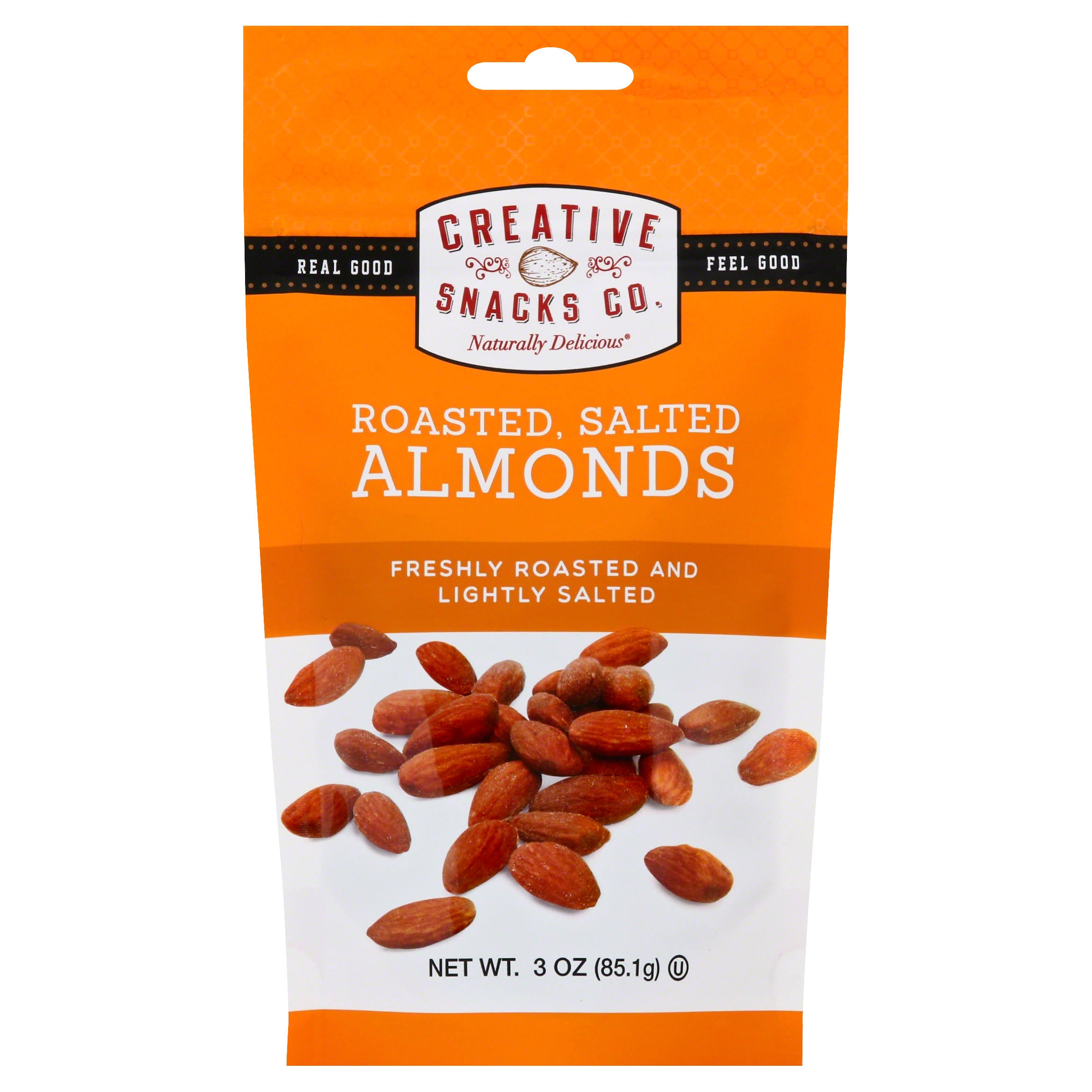 Creative Snacks Almonds, Roasted, Salted - 3 oz