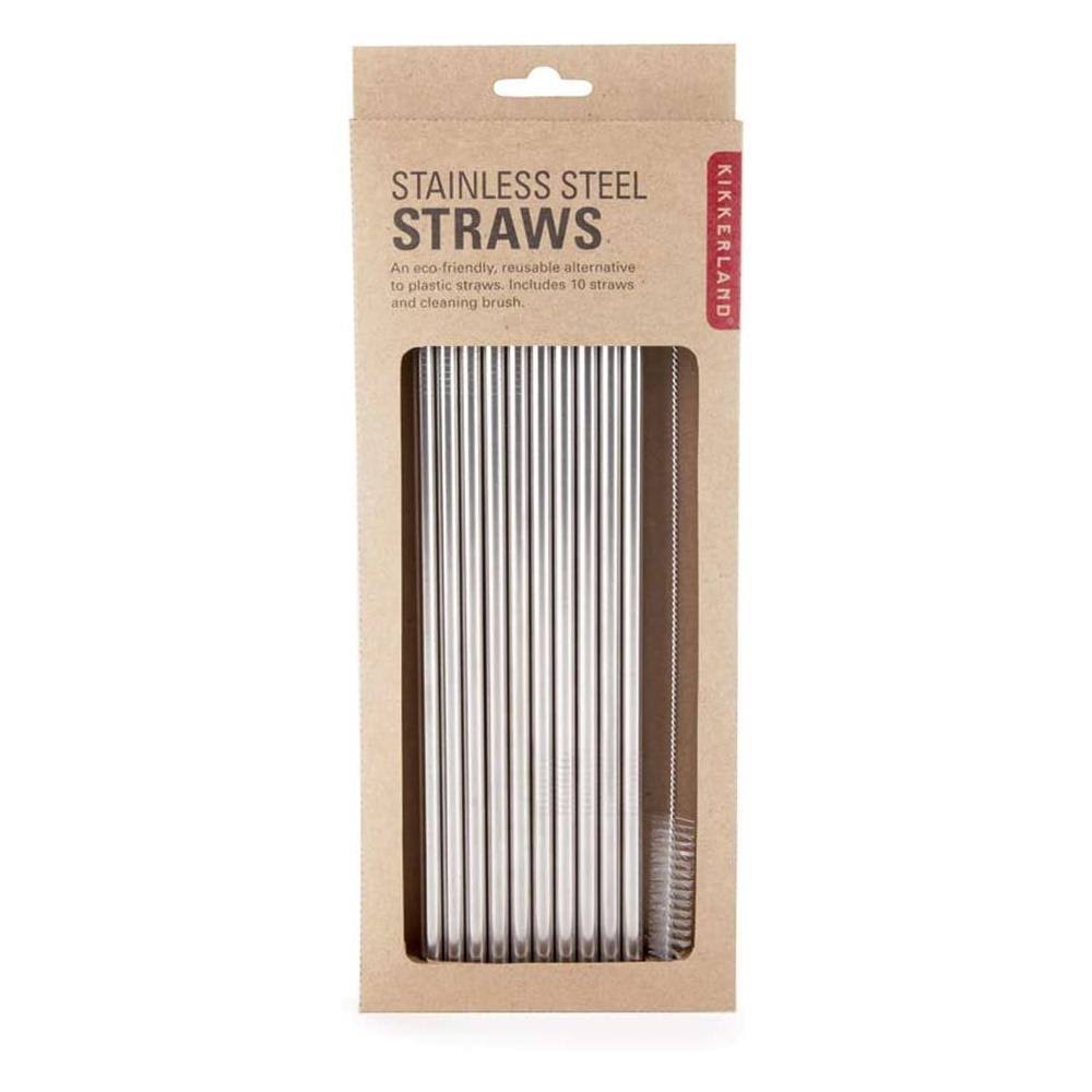 Kikkerland Stainless Steel Straws (10)