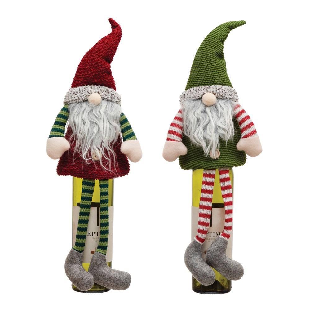 19-1/2"H Fabric Gnome Bottle Topper, 2 Styles