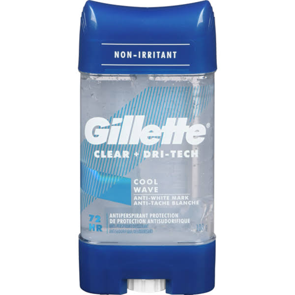 Gillette Antiperspirant Deodorant for Men, Clear Gel, Cool Wave, 72 Hr. Sweat Protection - 108 G