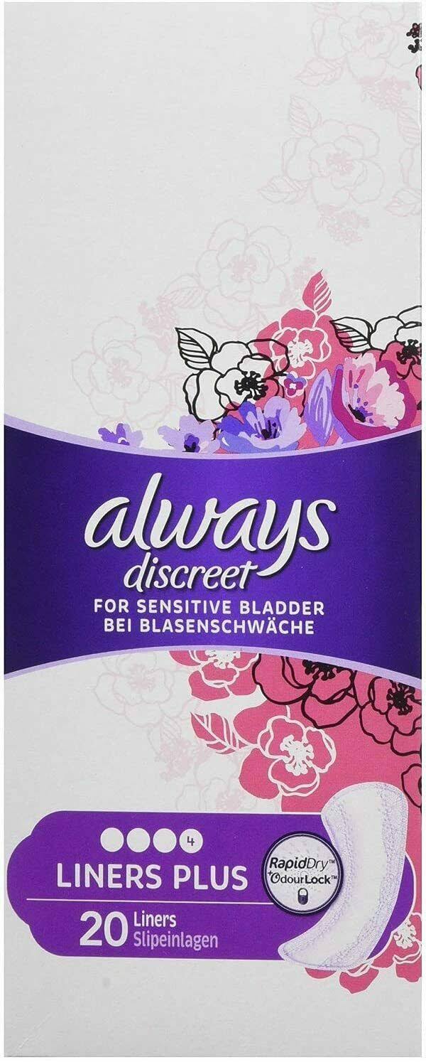 Always Discreet Incontinence Liners - Long Plus, 20pk, For Sensitive Bladder