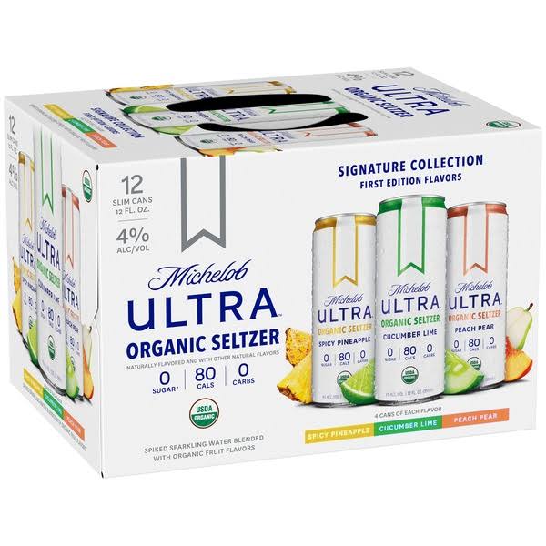 Michelob Ultra Organic Seltzer, Signature Collection - 12 pack, 12 fl oz slim cans