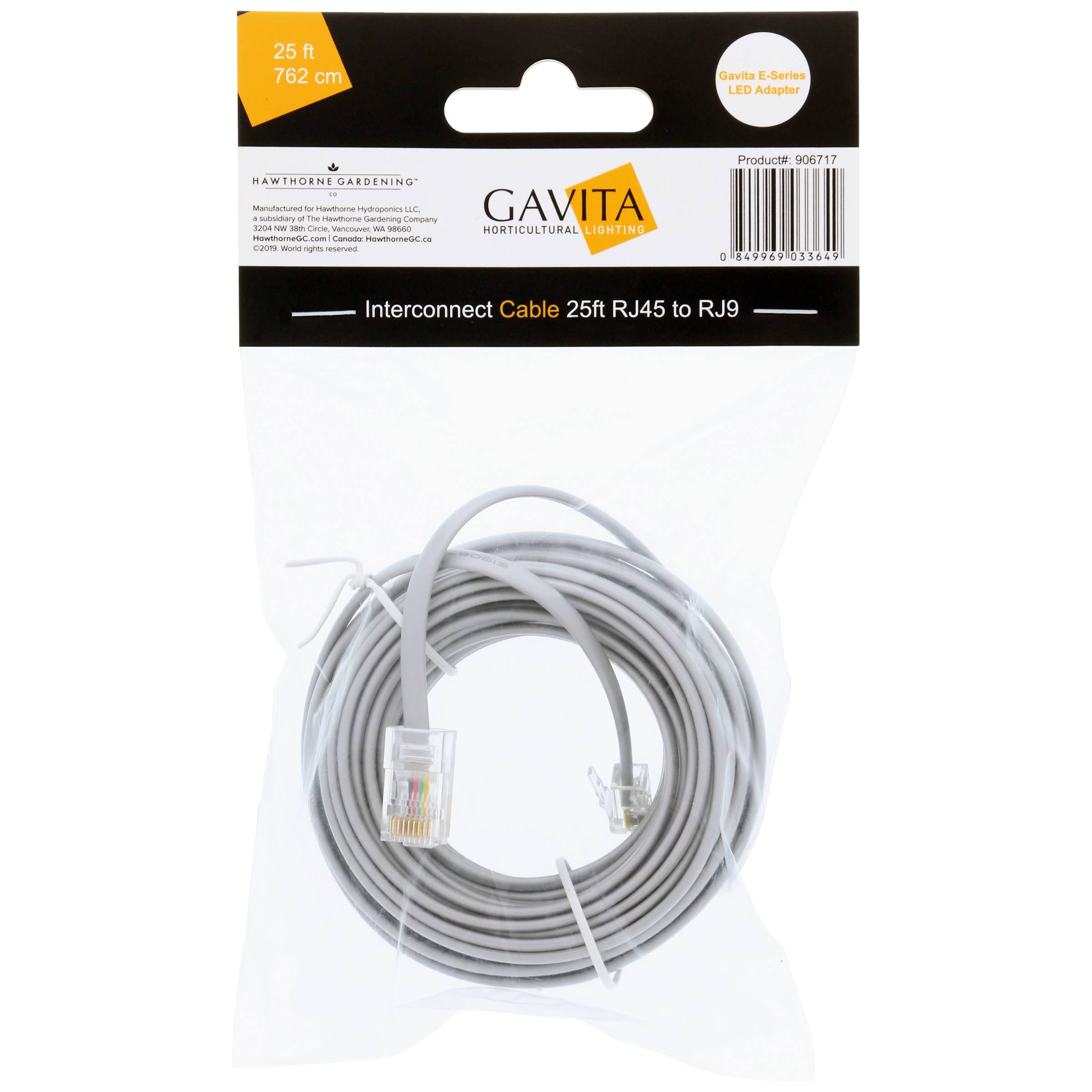 Gavita LED Adapter Interconnect Cable RJ45/RJ9 25 Ft