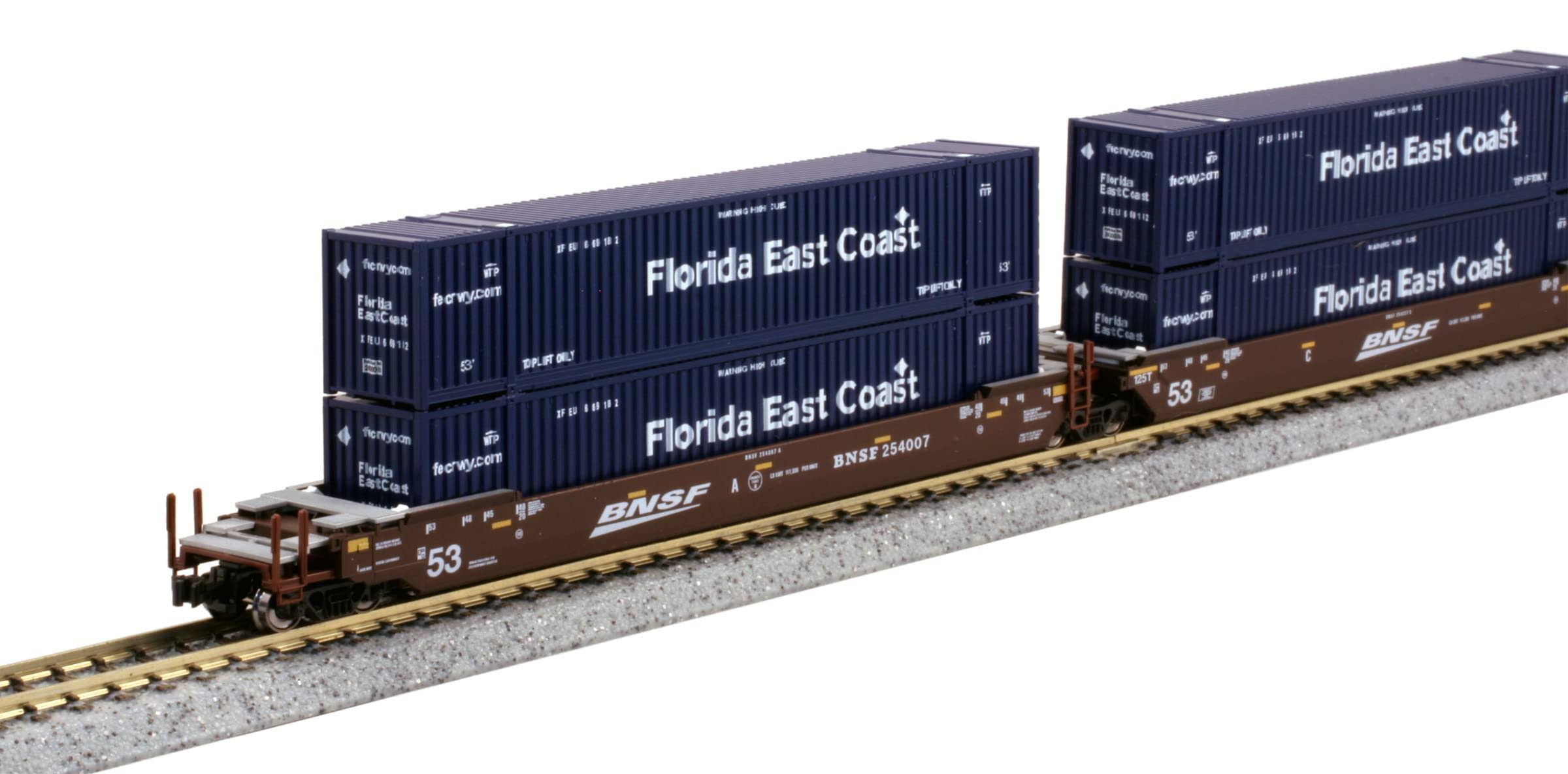 Kato 106-6181 N Maxi-IV BNSF No.254007 3pc Set with FEC Containers