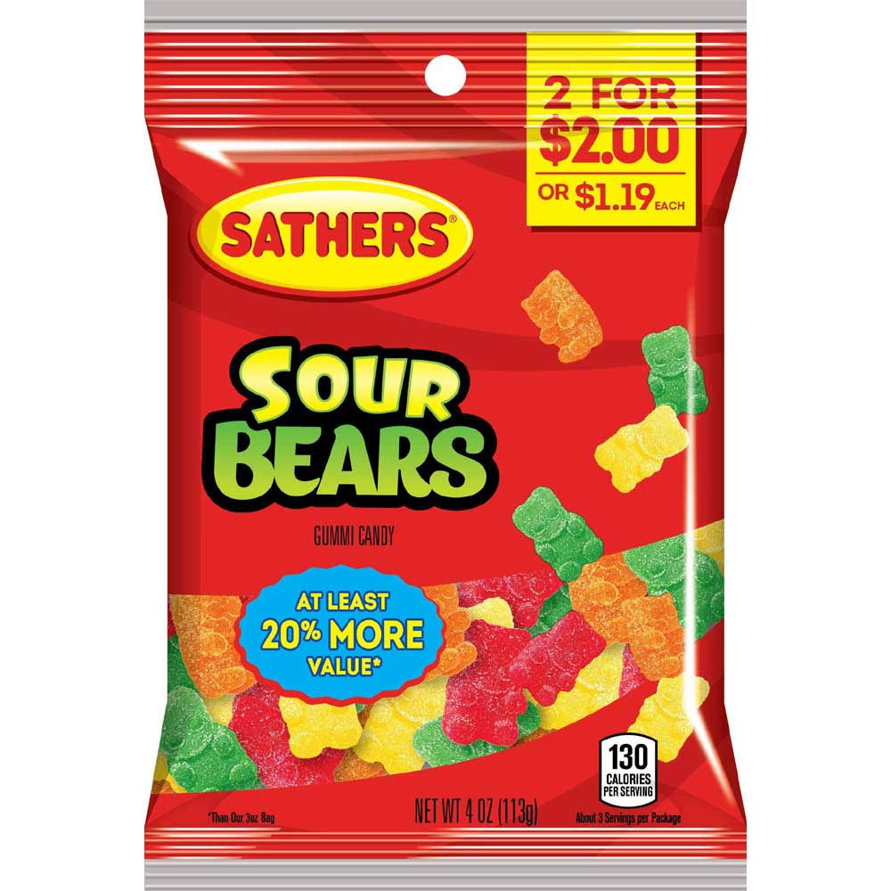 Sathers 02148 4 oz Sour Gummi Bears