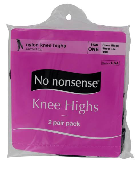 No Nonsense Knee Highs - One Size, Black, 2ct
