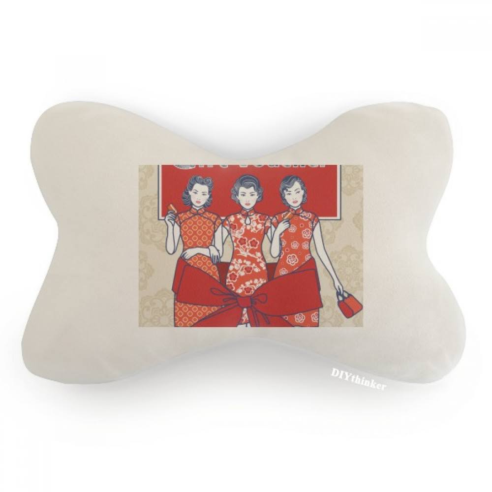 Chinese Culture Red Woman Car Trim Neck Decoration Pillow Headrest Cushion Pad