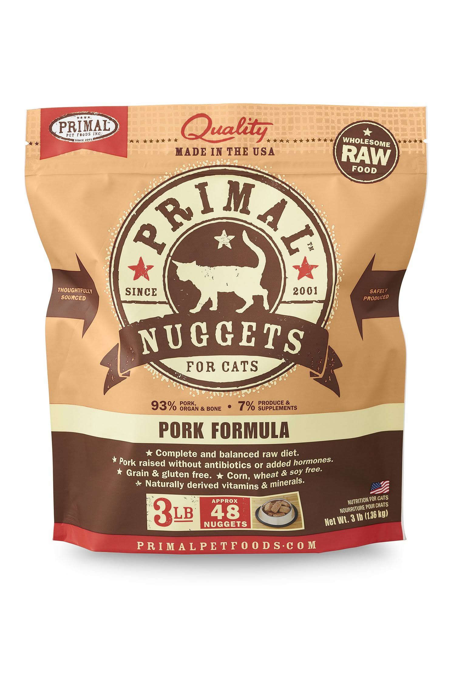 Primal Pork Nuggets Formula Raw Frozen Cat Food - 3 lbs