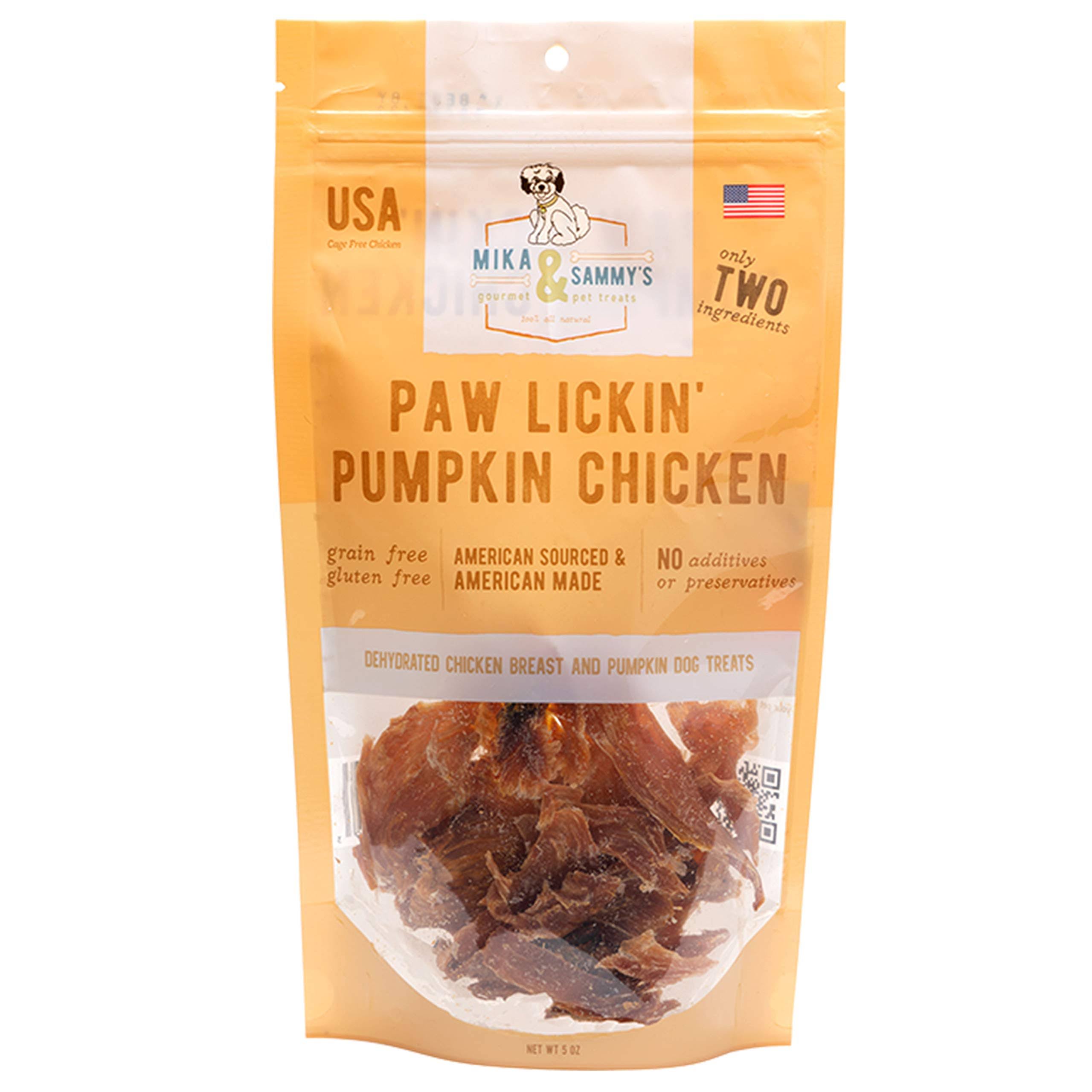 Mika & Sammy's Paw Lickin' Pumpkin Chicken Jerky Dog Treats, 5-oz Bag
