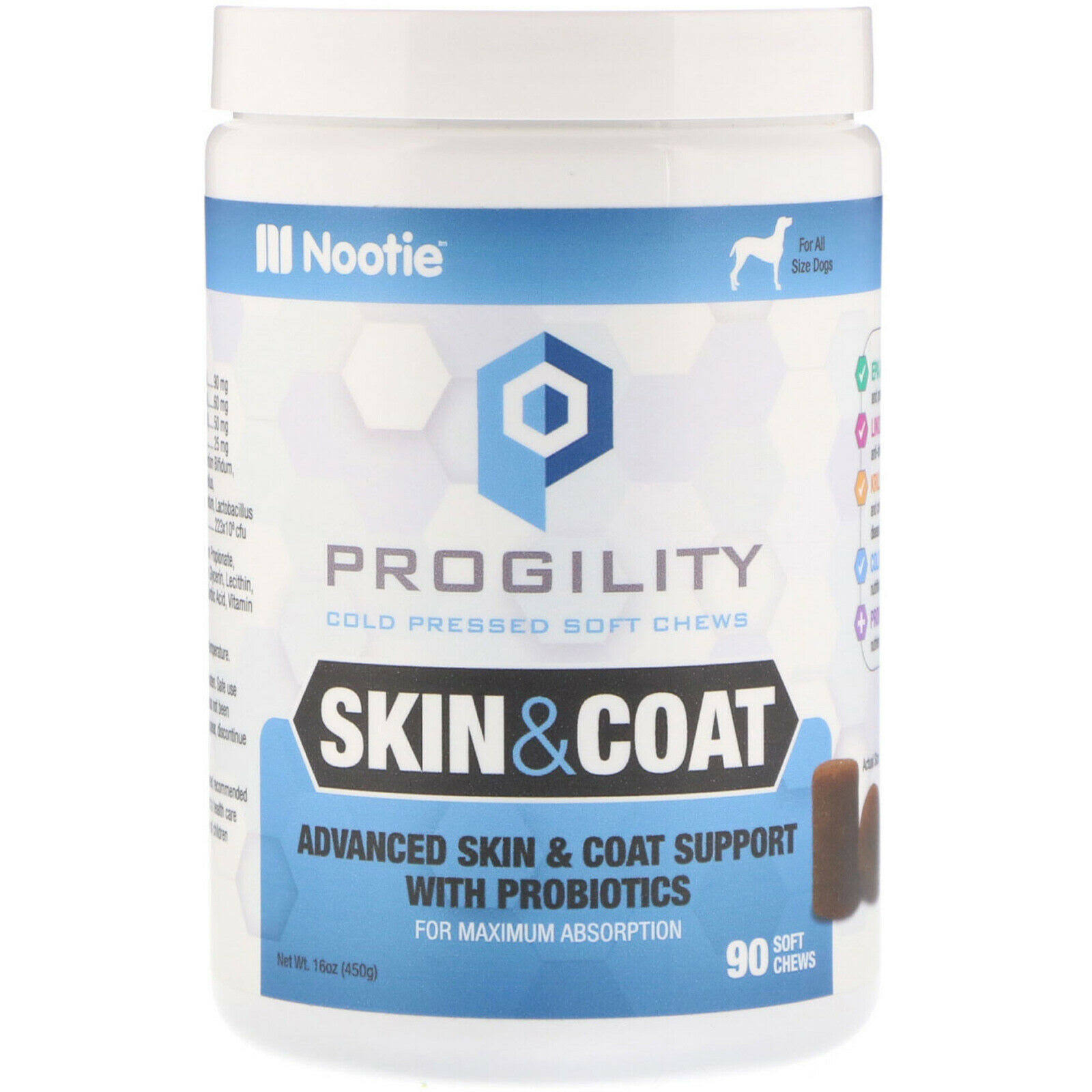 Progility, Skin & Coat, for Dogs, 90 Soft Chews - Nootie