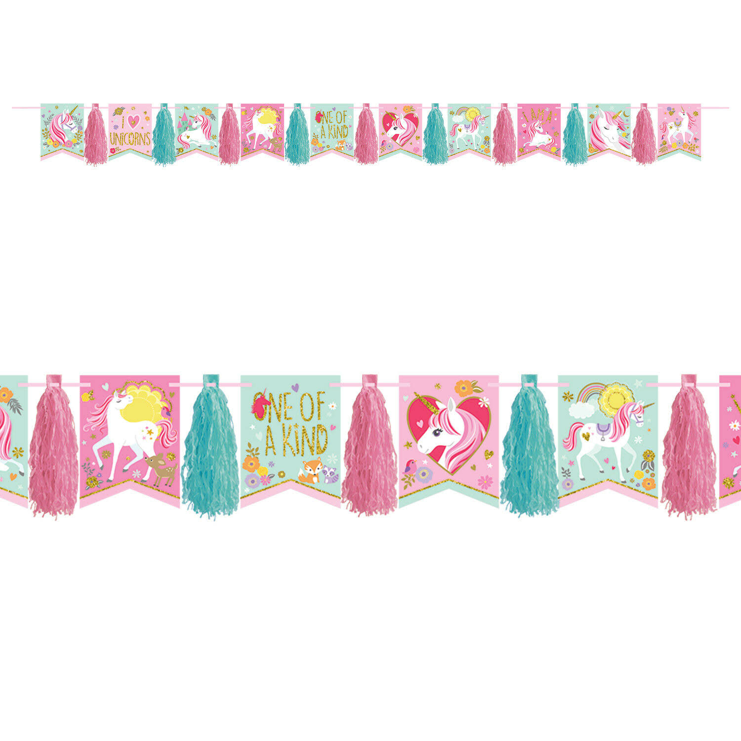 Magical Unicorn Glitter Tassel Garland - 3m - Birthday Decorations - Unicorn Party Supplies