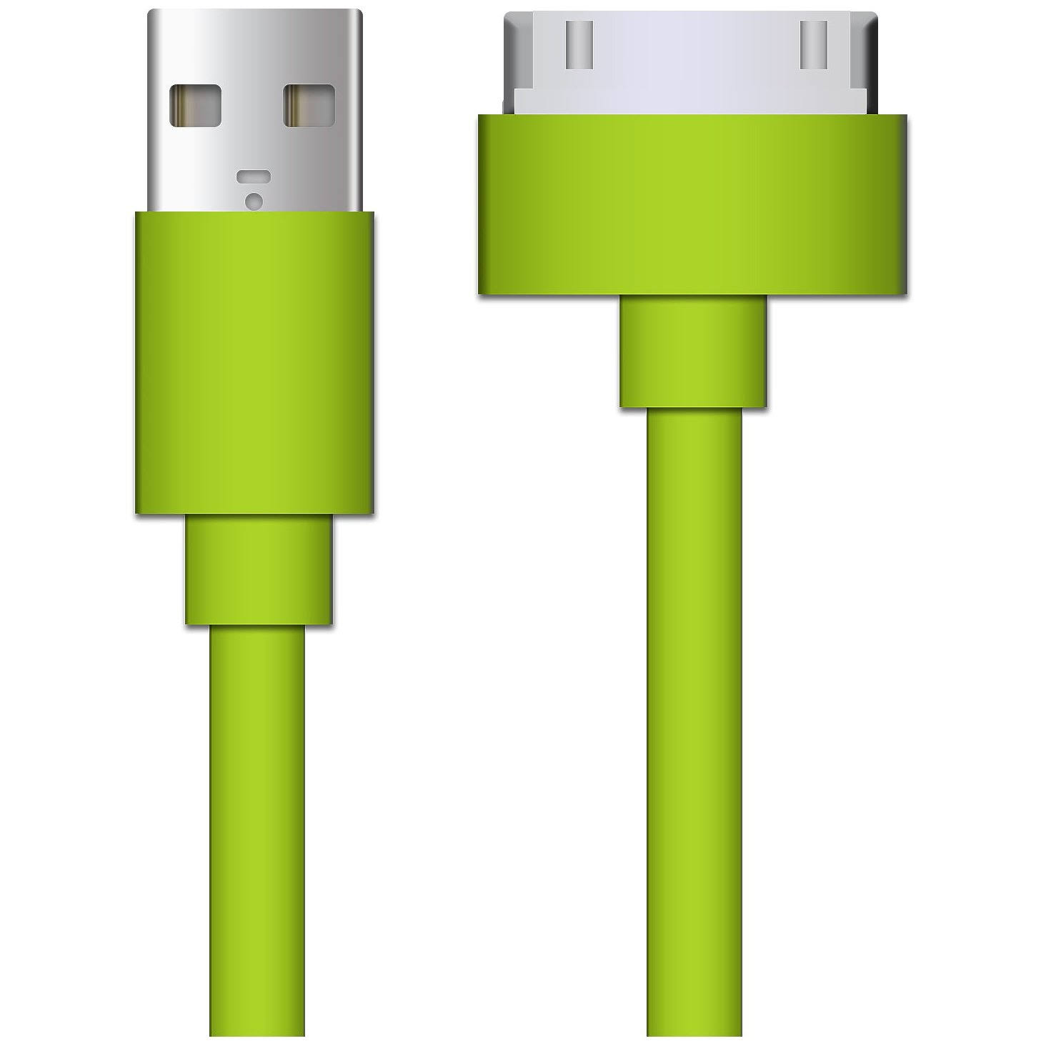 30 Pin To USB 0.9m Flat Tangle Free Data Sync and Charge Cable For iPod, iPHONE, iPAD, Green | Computers & Accessories | 30 Day Money Back Guarant