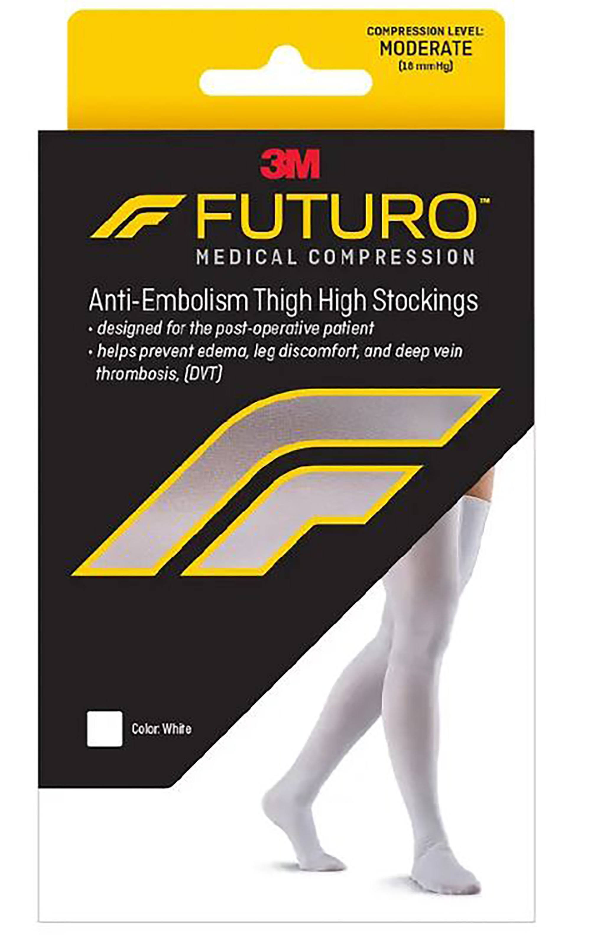 Futuro Anti Embolism Thigh Length Closed Toe Stockings - White, Medium