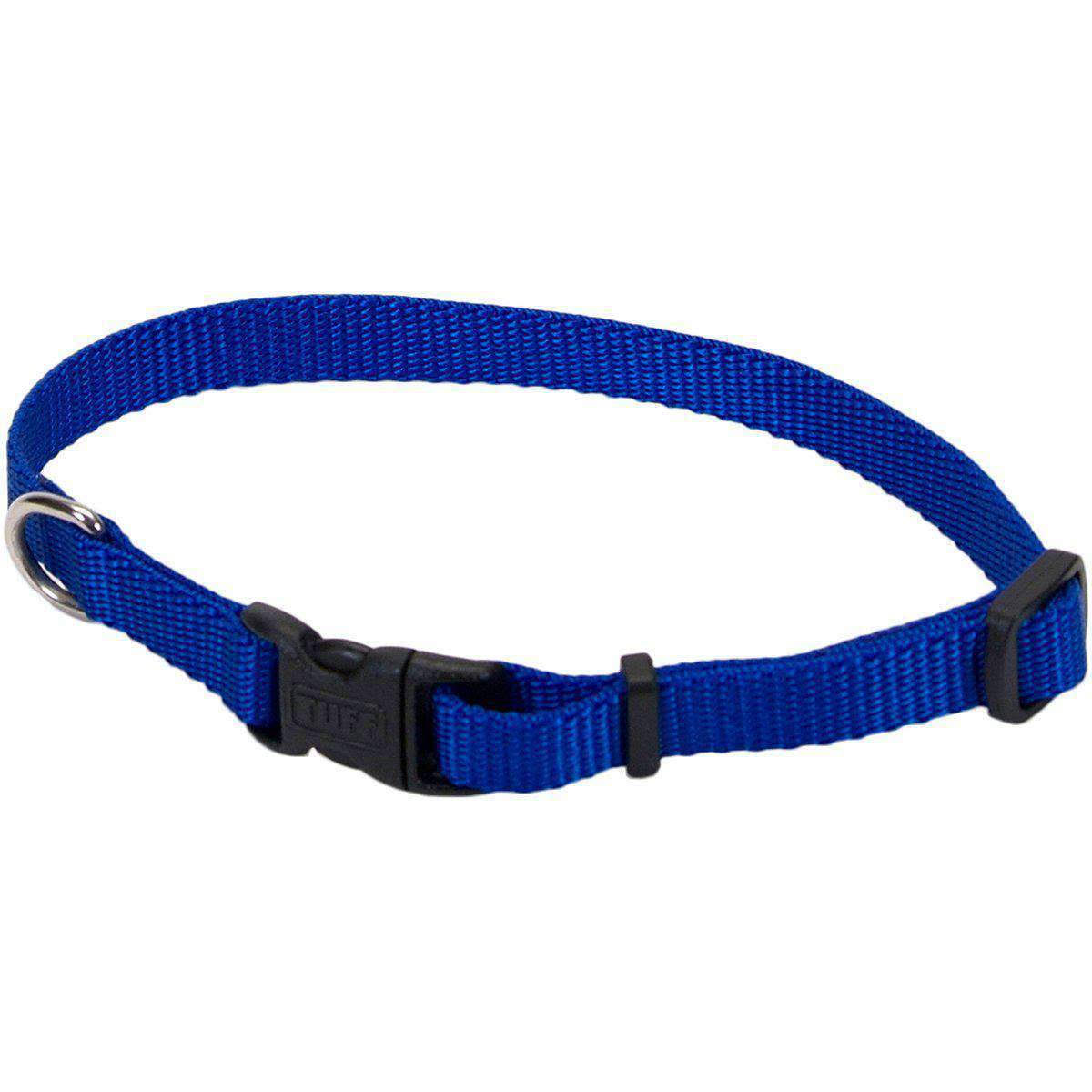 Coastal Tuff Nylon Adjustable Dog Collar - X-Small, Blue, 3/8" x 8" to 12"