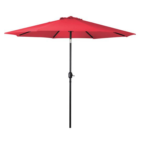 Seasonal Trends 69867 Crank Umbrella, Red Fabric, Steel Frame