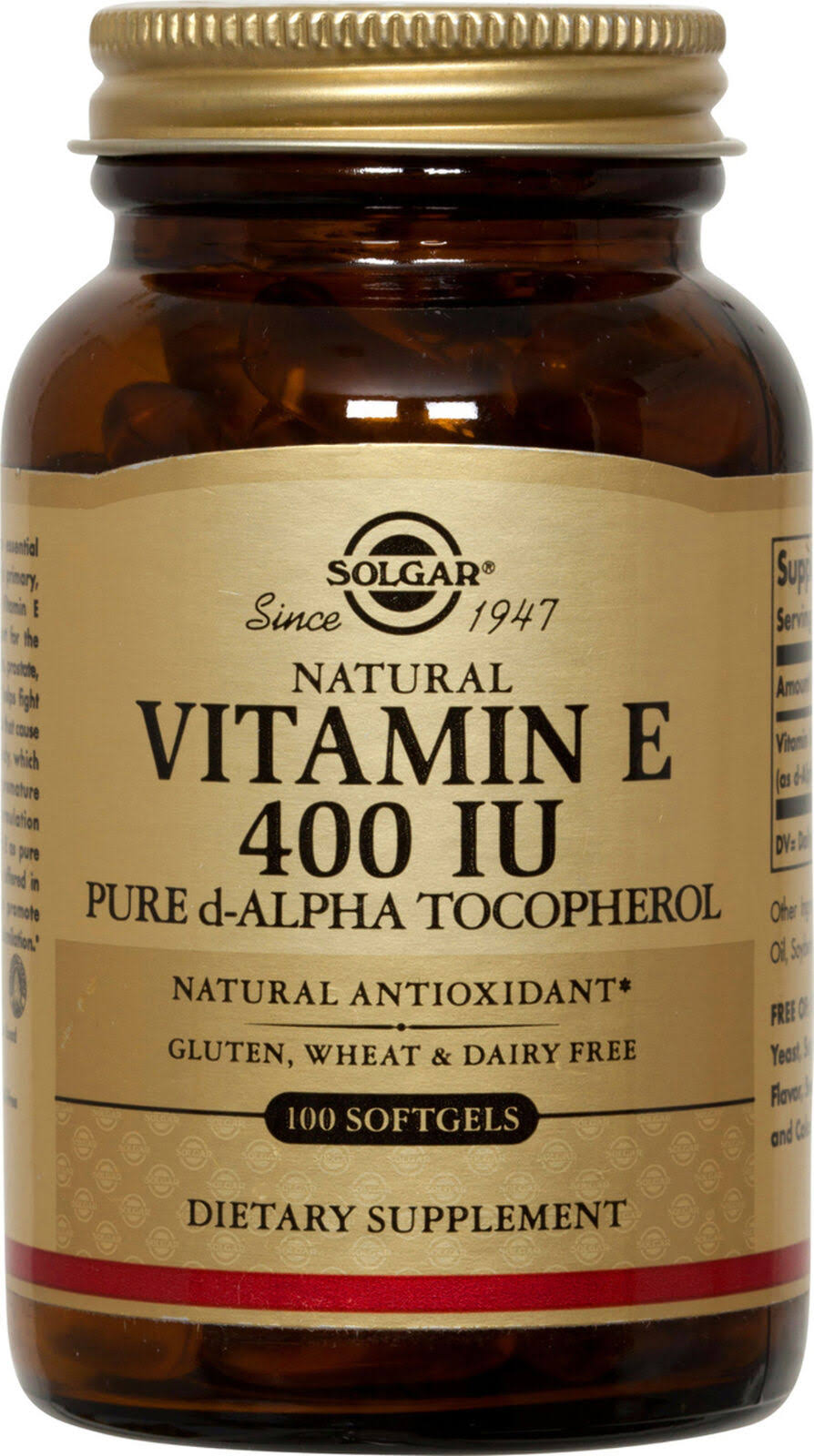 Solgar Vitamin E 400 IU Dietary Supplement - 100 Softgels