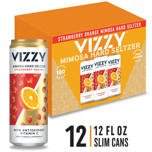 Vizzy Mimosa Hard Seltzer Strawberry Orange Gluten Free Hard Seltzer - 12 fl oz