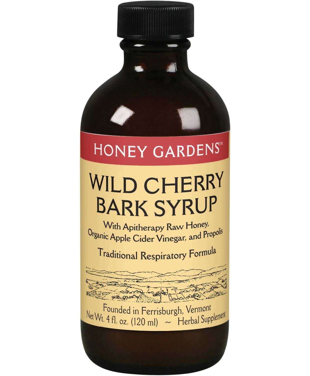 Honey Gardens Apitherapy Cough Syrup - Honey Wild Cherry, 4oz