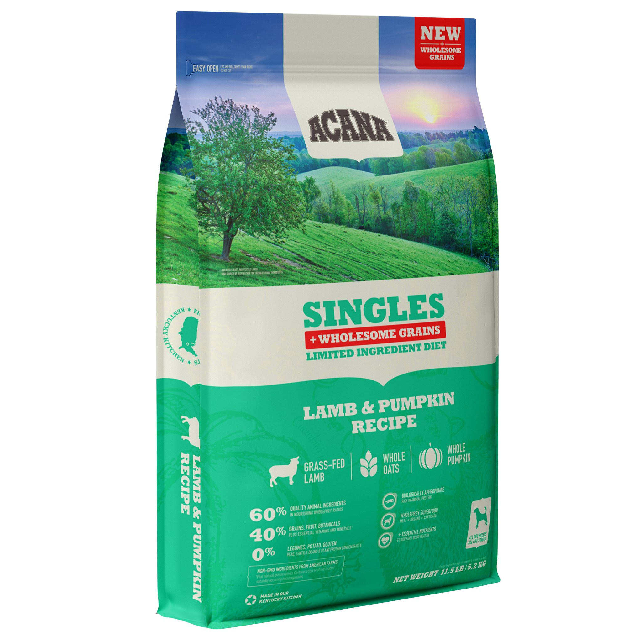 Acana Wholesome Grains Singles Lamb & Pumpkin Recipe Dry Dog Food, 22.5-lb