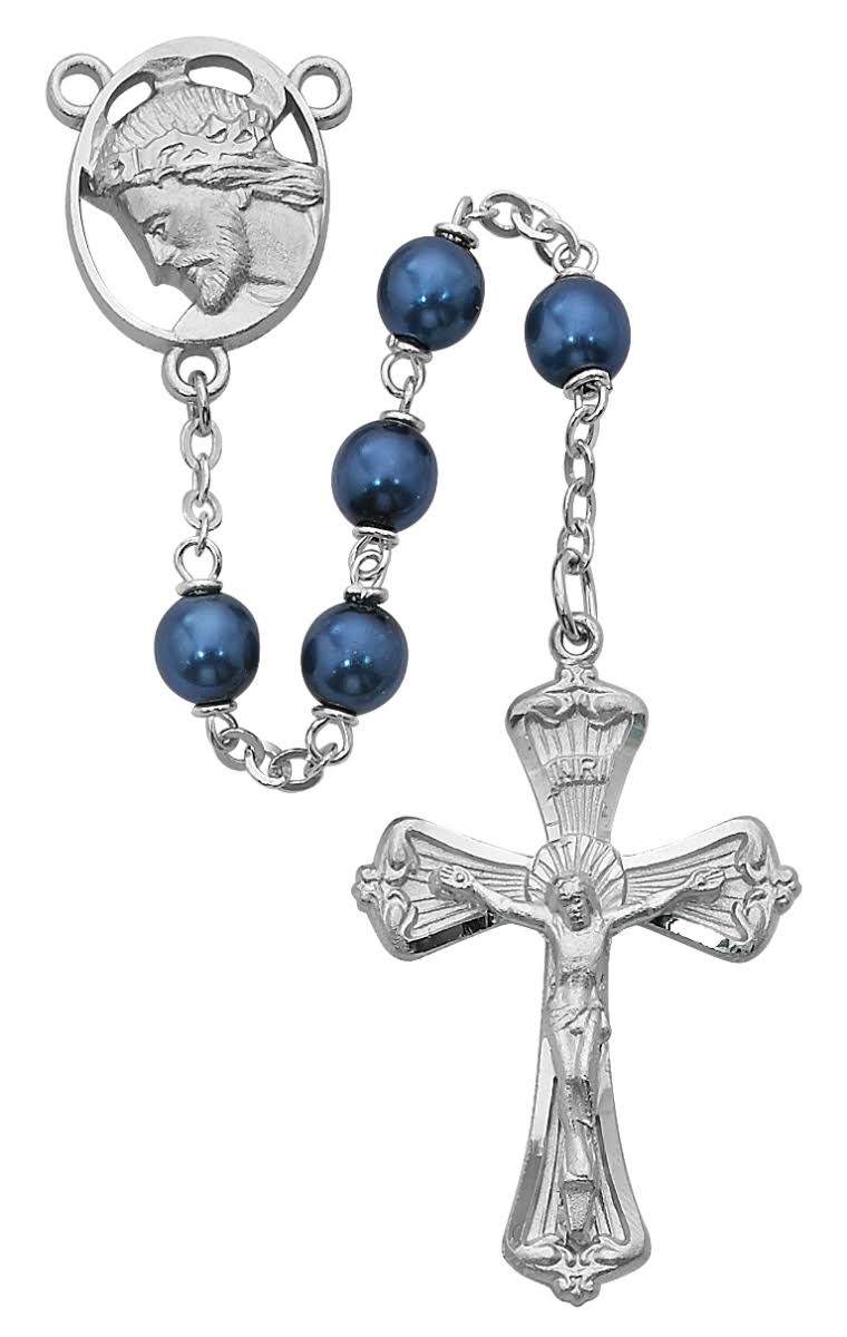 (R280rf) 7mm Blue Metallic Rosary