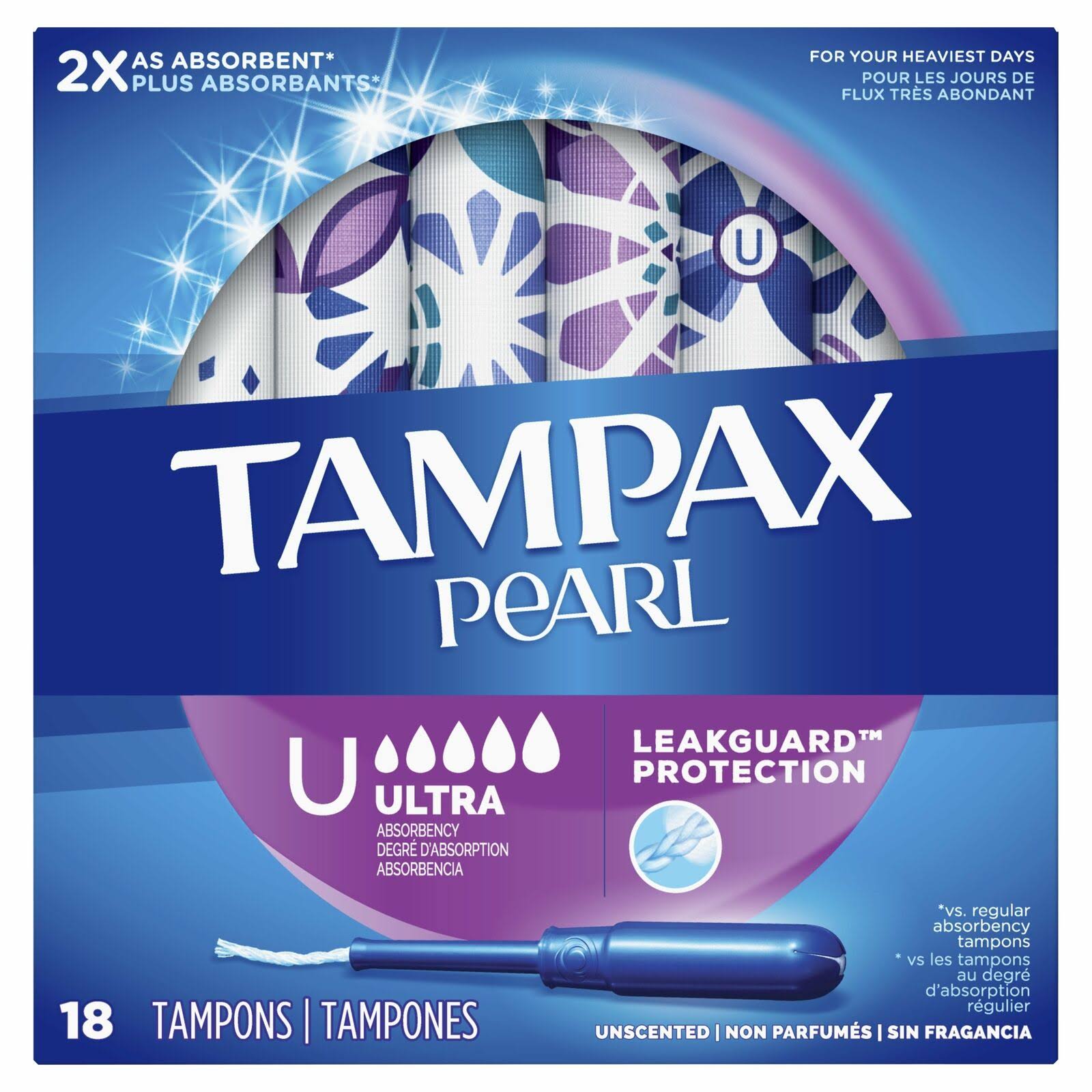 Tampax Pearl Plastic Unscented Tampons - 18 Pack