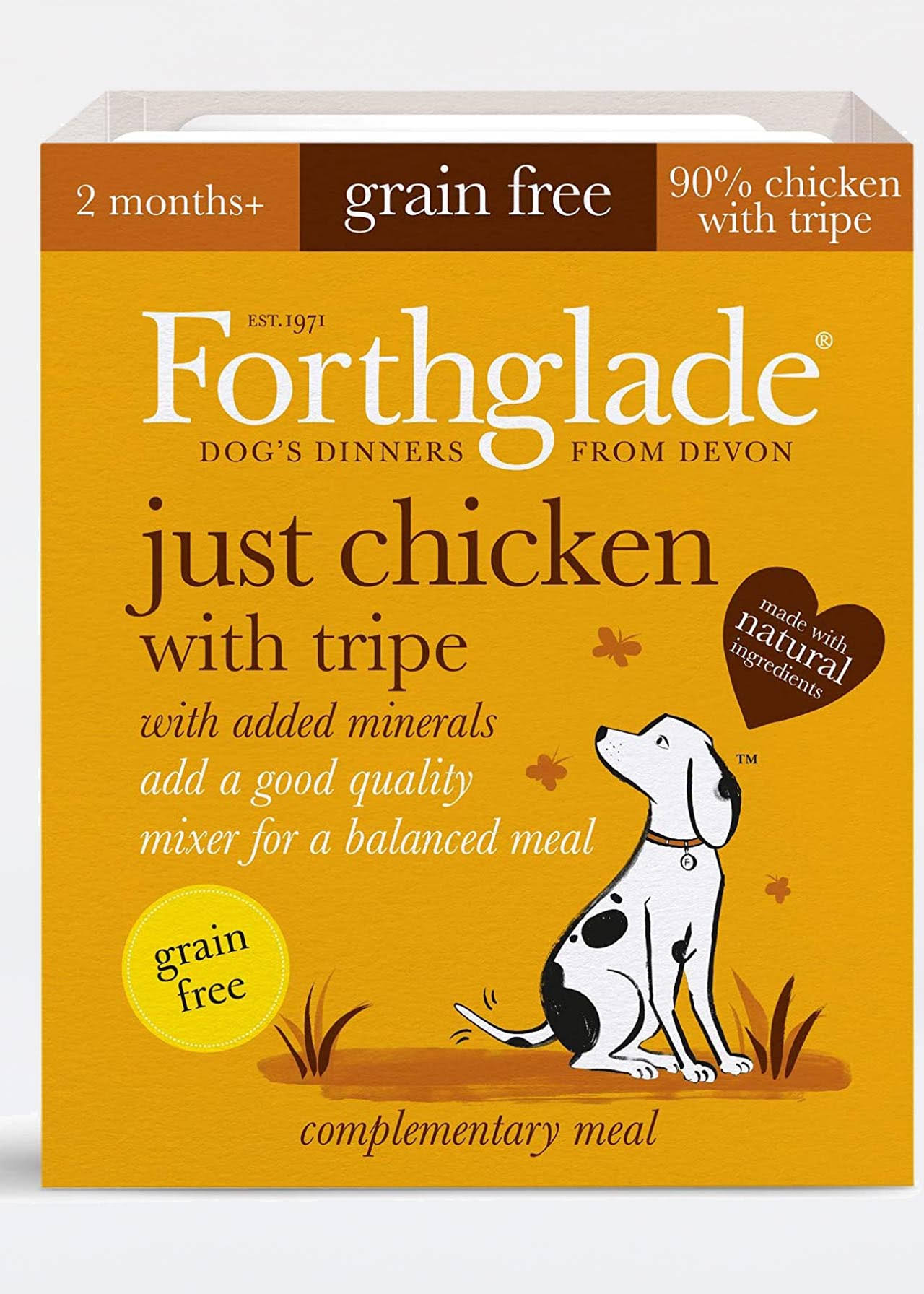 Forthglade Natural Menu Dog Food Treat - Chicken with Tripe Moist, 395g, 18 Pack