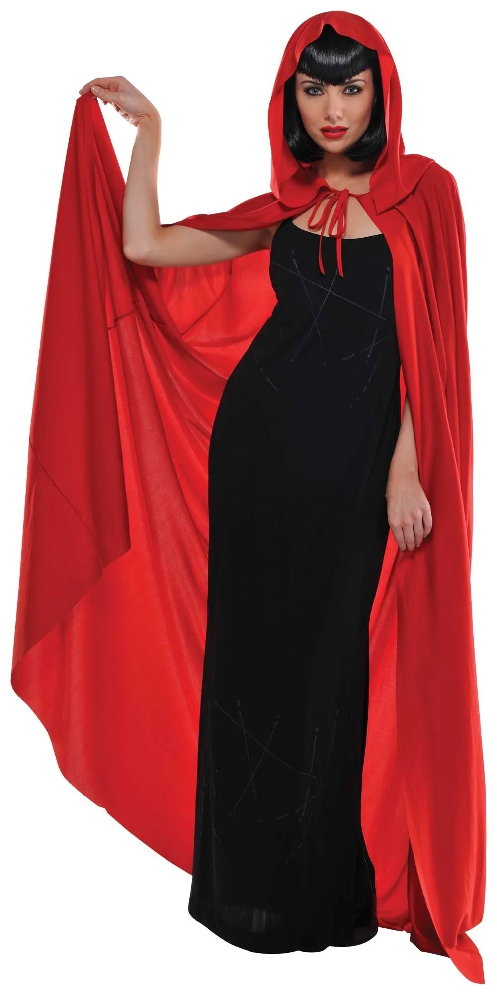 Hooded Red Womens Adult Fairytale Long Halloween Costume Cape