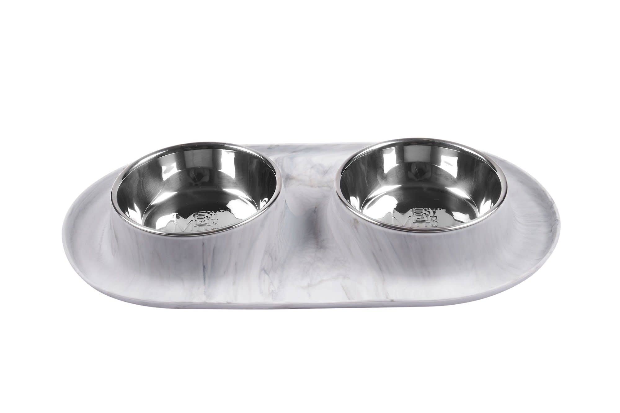 Messy Cats Double Silicone Feeder Marble