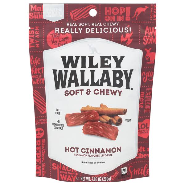Wiley Wallaby Licorice, Hot Cinnamon, Soft & Chewy - 7.05 oz