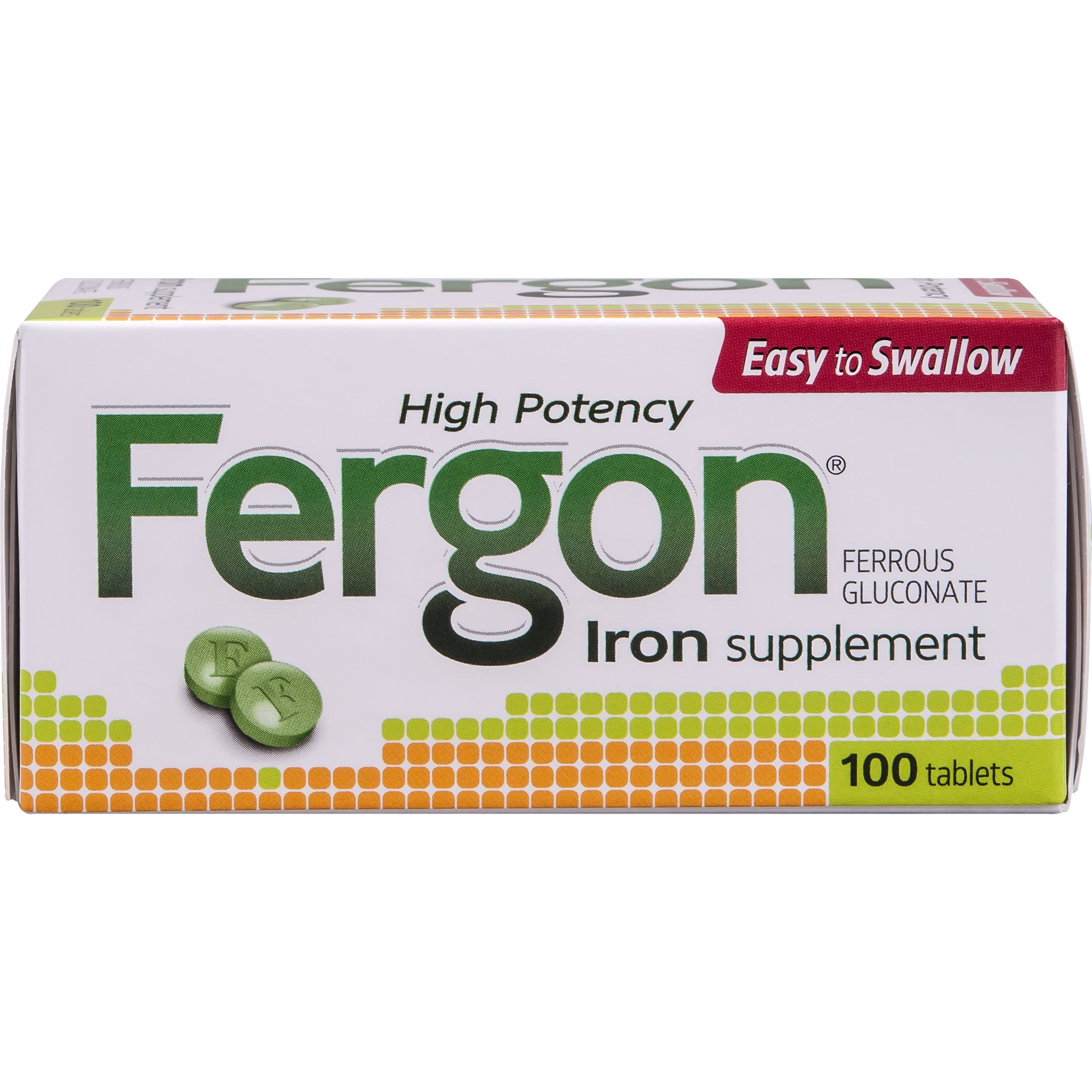 Fergon Ferrous Gluconate Iron Supplement, Tablets, 100 EA
