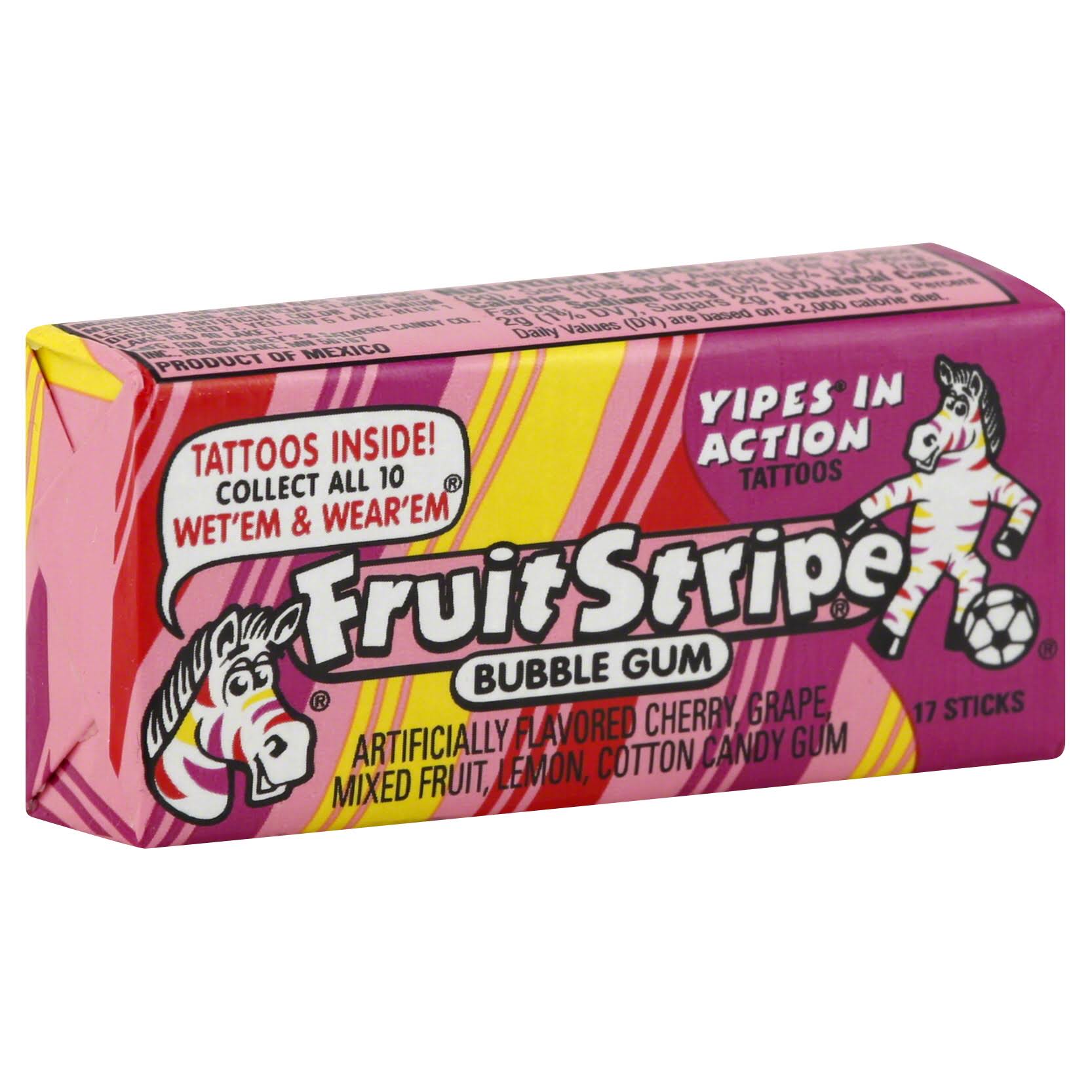 Fruit Stripe Bubble Gum - Mixed Fruit, 12 Packs