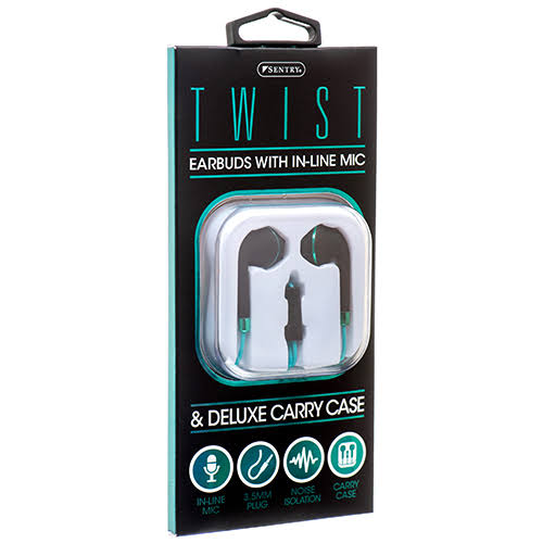 Sentry Twist Earbuds w- Inline Mic Asst, Wholesale, Bulk (Pack of 12)