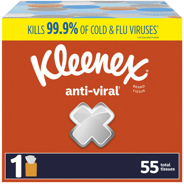 Kleenex Tissues, Anti-Viral, 3-Ply - 55 tissues