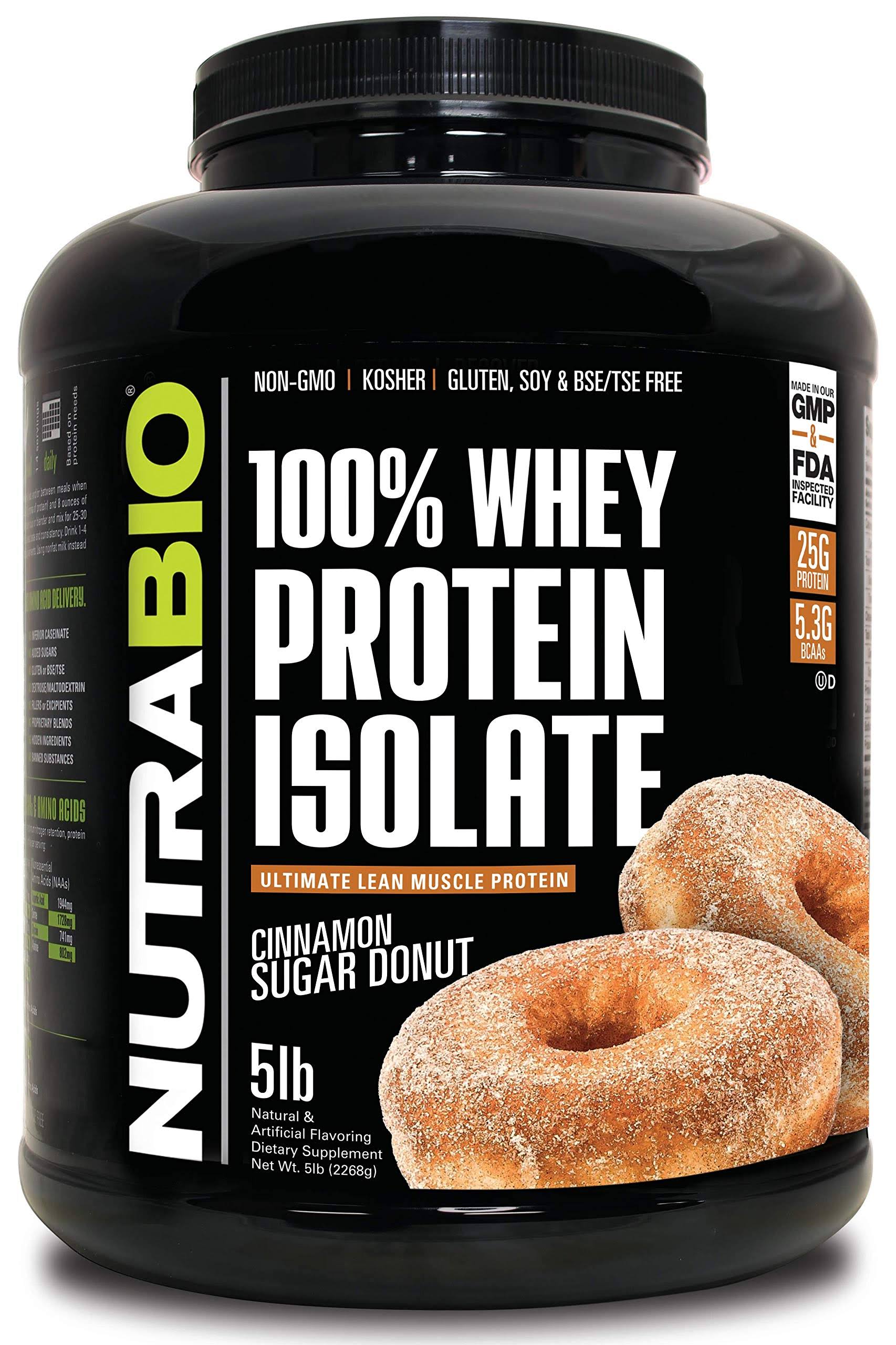 NutraBio Whey Protein Isolate Dietary Supplement - Cinnamon Sugar, 5lbs