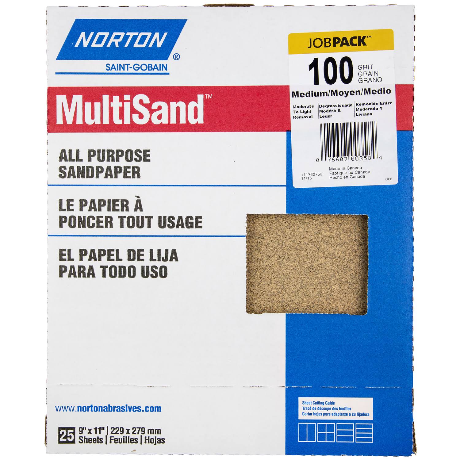 Norton Multisand All Purpose Sandpaper - 25 Sheets, 9"x11"
