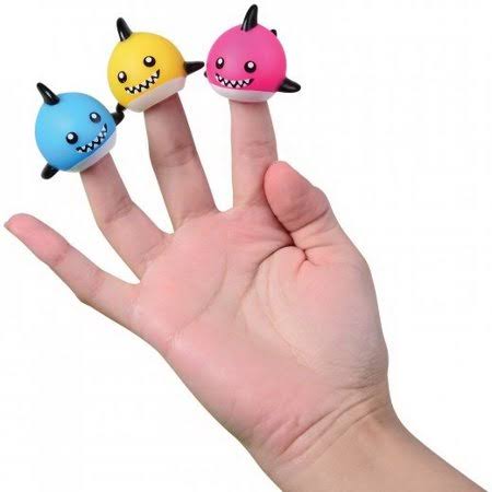 US Toy 4649 Shark Baby Finger Puppets Toy for 3 Years Plus - 3 Assorted Color