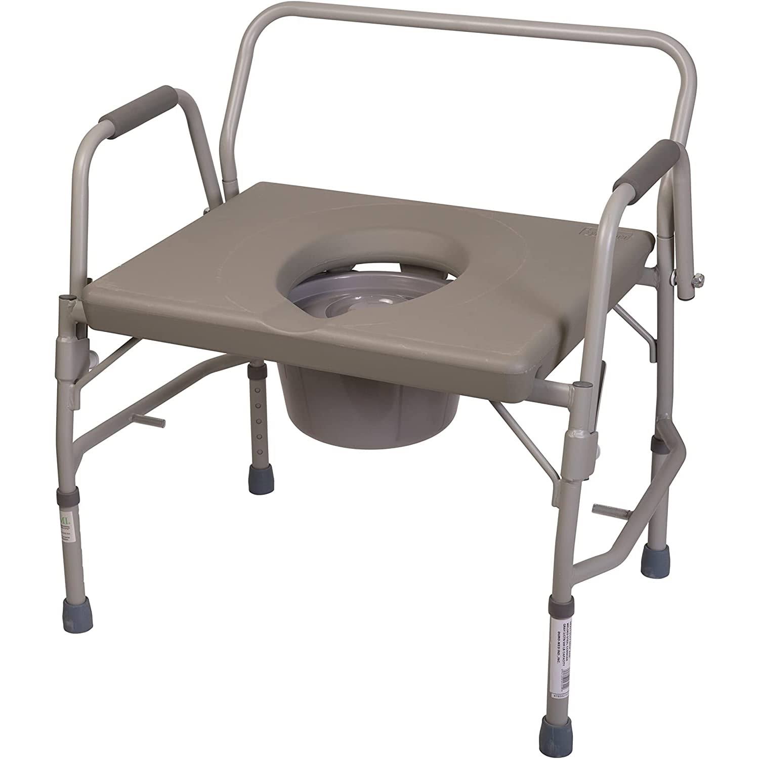 DMI Bariatric Bedside Commode, Extra Wide, Drop Arm, Adjustable, Gray