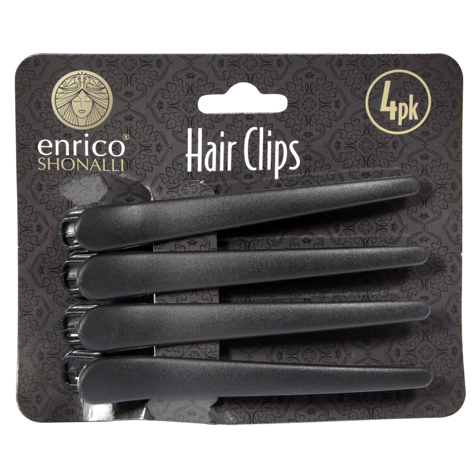 Enrico Black Long Hair Clips 4pk