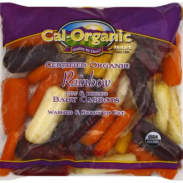 Cal Organic Farms Baby Carrots, Rainbow, Cut & Peeled - 12 oz