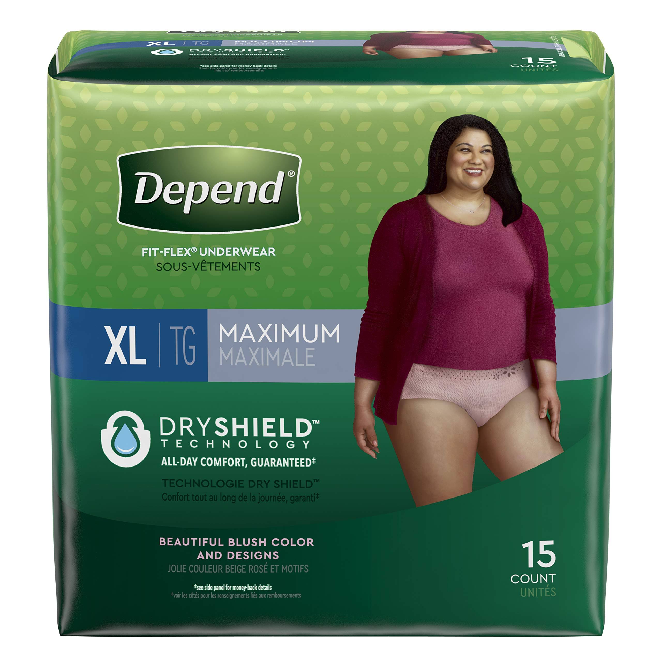 Depend Fit-Flex Underwear for Women Maximum Absorbency - X Large, 15 Pack