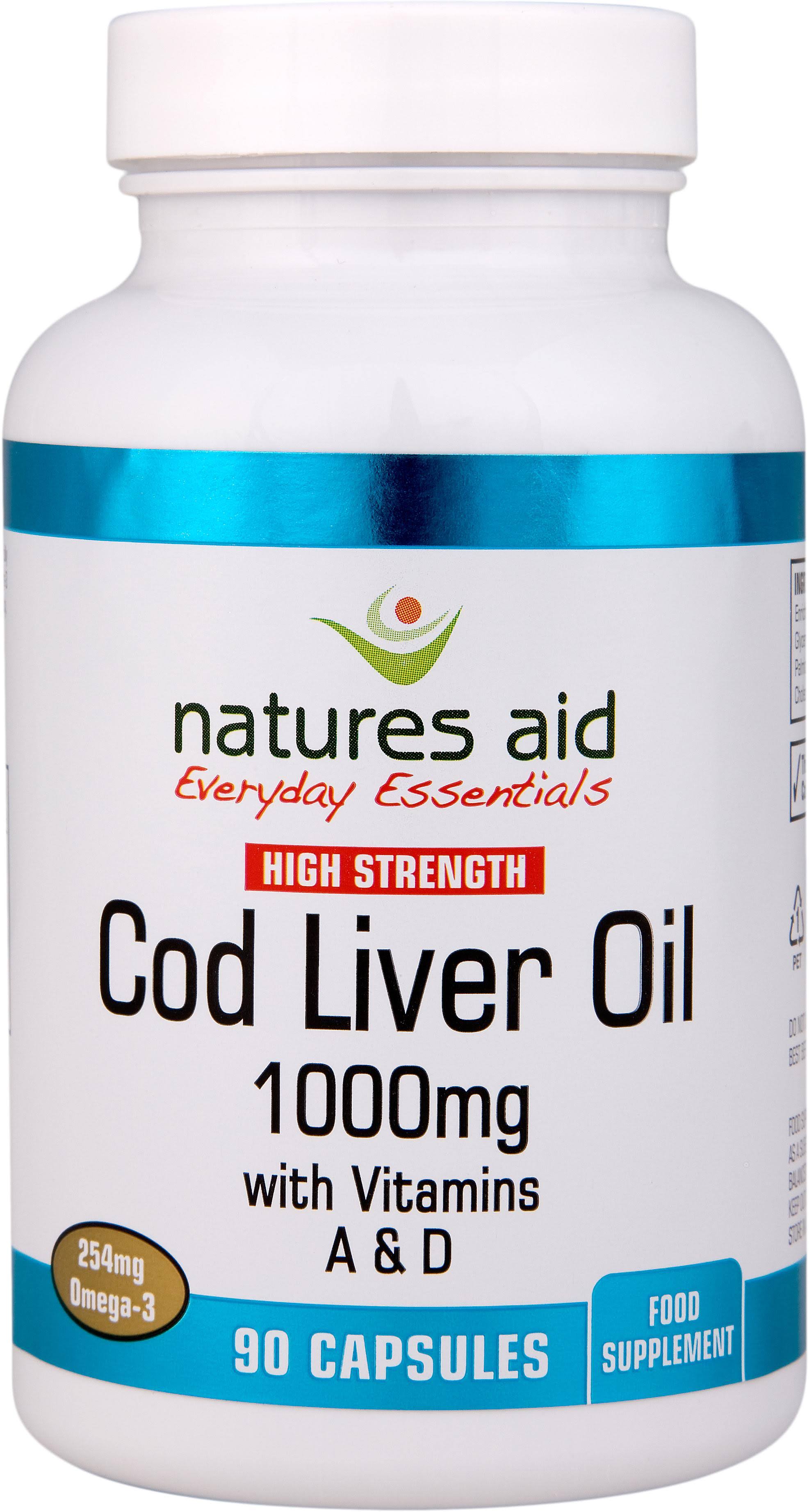 Natures Aid Cod Liver Oil - 90 Capsules, 1000mg