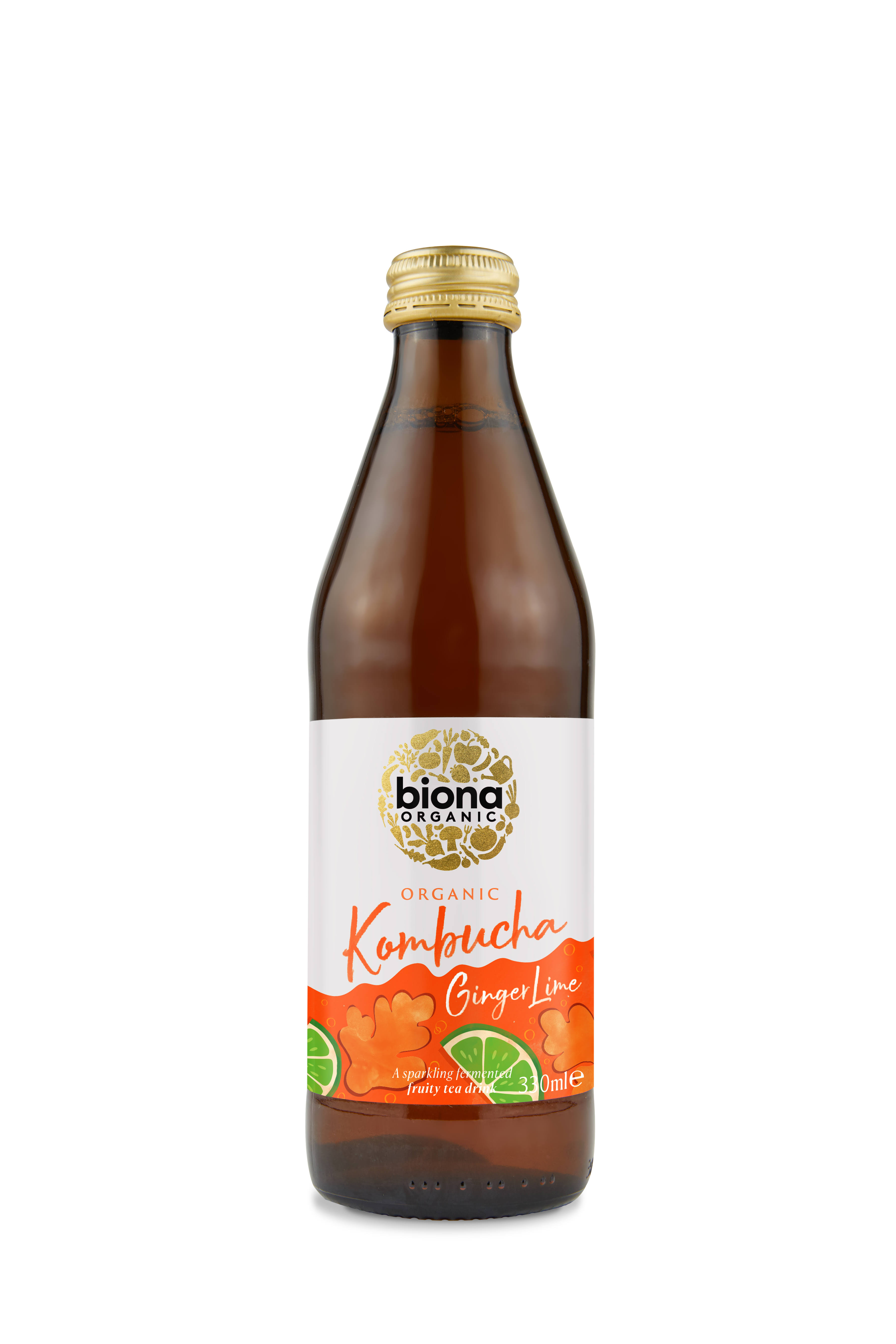 Biona Organic Kombucha Ginger and Lime Packs - 330ml, 6pk