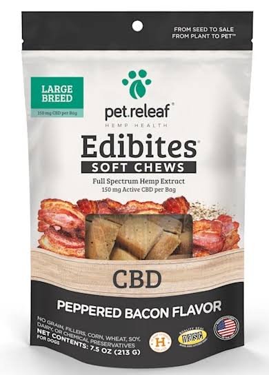 Pet ReLeaf Edibites Peppered Bacon Soft Chews for Large Breed Dogs 7.5 oz