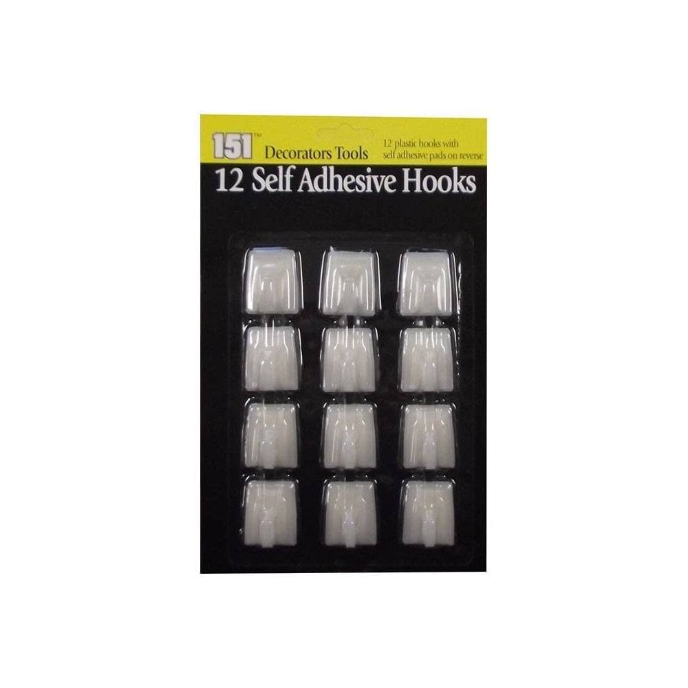 151 Self Adhesive Hooks - White, 12pk