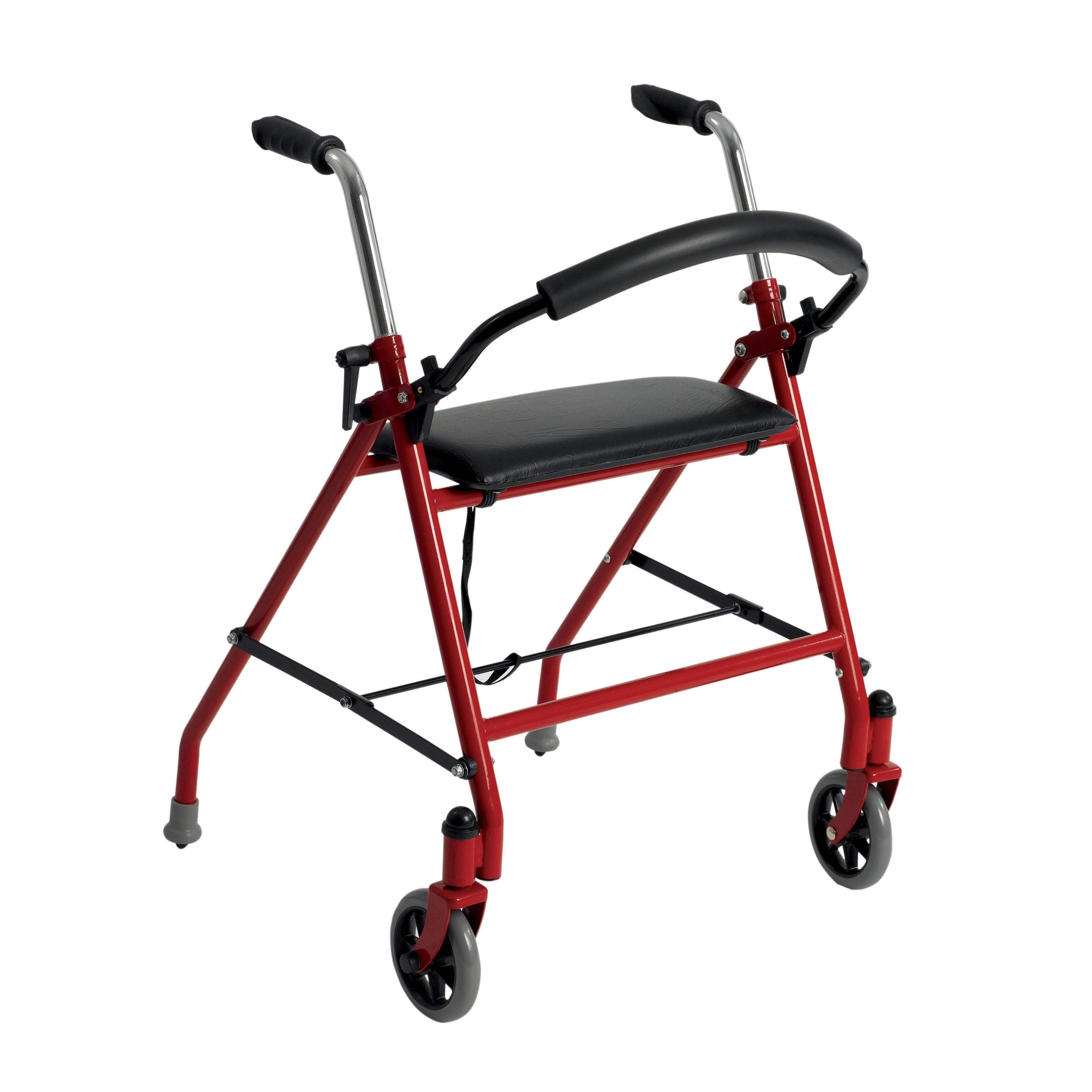 Drive Medical 1239RD Two Wheeled Walker with Seat - Red